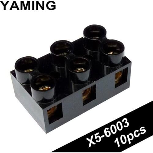 Black 3 Position 6 screws X5-6003 (JX5-6003) 60A/3P 500V Dual Row Terminal Block Connector Wiring Fixed Base (10PCS)