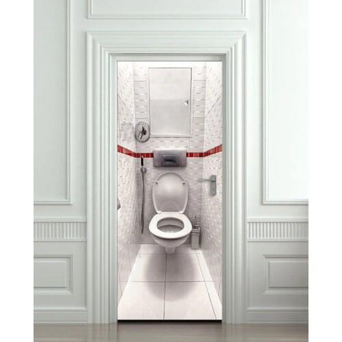 DIY 3D Wall Sticker Mural Bedroom Home Decor Poster PVC WC Toilet Tube Waterproof Door Sticker Decal 77*200cm