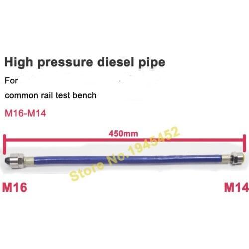 High pressure diesel pipe of 45cm with M16 and M14 nuts, common rail fuel tube for common rail test bench