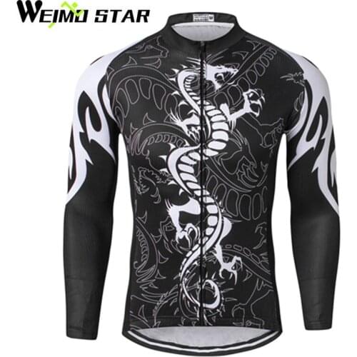 WEIMOSTAR Pro Team Mens Cycling Jersey Bike Long Sleeve Bicycle Clothing Ropa Ciclismo Breathable Jackets Black Dragon S-XXXL