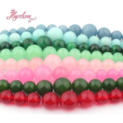 6mm-14mm Smooth Round Beads Jades Stone Beads For DIY Woman Fashion Style Jewelry Making Necklace 18" Free Shipping