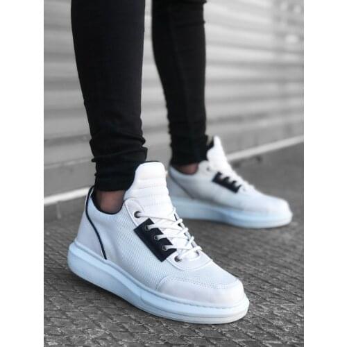 Babba Ba0606 Lace-up Comfortable High Sole White Casual Mens Sneakers