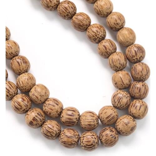 1string 10mm Natural Wood Round Loose Beads Player Coconut Shell Rosary DIY Buddhist Necklace Bracelet Making Jewelry Accessory