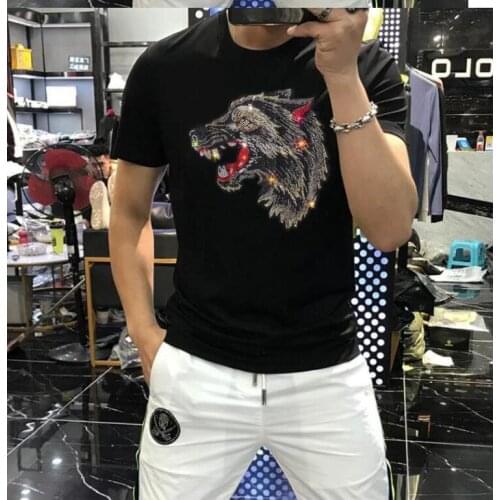 Summer New Hot drill T-shirt Fashion Diamonds stone T-shirt Mens Loose Street Tee Shirt new 2021