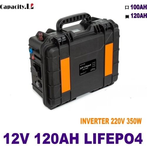 12v battery pack Lifepo4 100ah Solar battery 120ah 150AH bluetooth BMS Lithium rechargeable 220V AC350W Outdoor camping