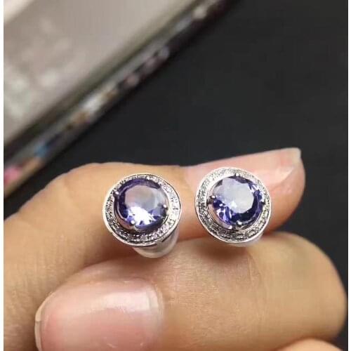 Best Gift Real Natural Natural and Real New Design Tanzanite Earring 925 sterling silver Fahshion Natural Tanzanite Earring