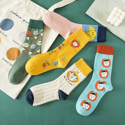 Kawaii Cute Socks Women Funny Socks Cotton Cartoon Street Style Sports Socks Anime Novelty Harajuku
