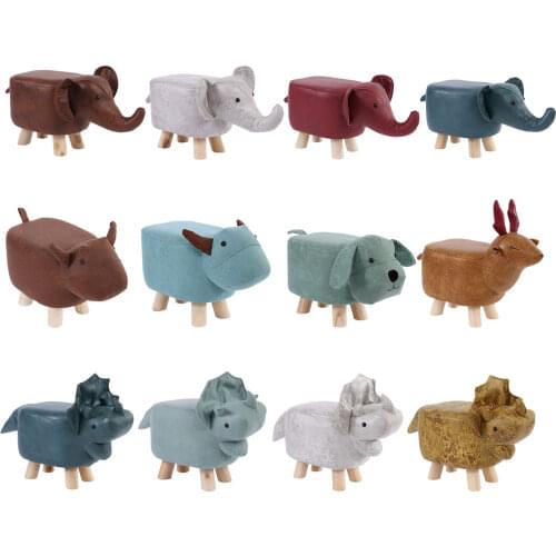 Cartoon Children Chair Innovative Technology Cloth Cute Animal Stool Solid Wood Shoe Changing Stool For Gift