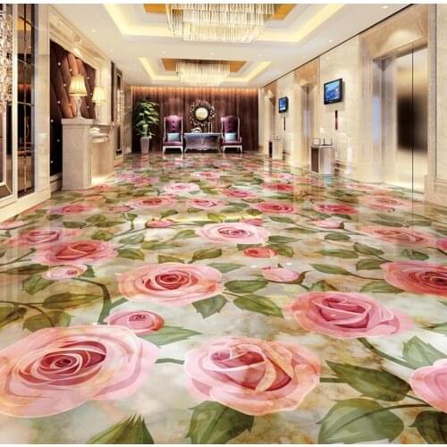 Botanical flower pattern rose3d flooring wallpaers for living room bathroom wallpaper for walls 3 d flooring vinyl waterproof