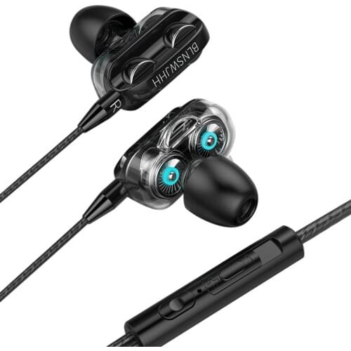 New Balanced Armature Sports Four Drivers Heavy Bass HIFI 3.5mm Moving Coil Iron in-ear Earphones For Xiaomi Huawei Samsung