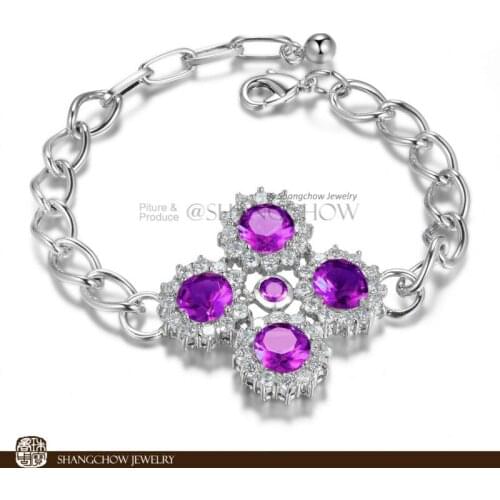 New! Stunning Fashion Jewelry 5 PCS Purple Quartz 925 Sterling Silver Bracelet B0051