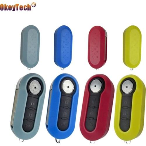 OkeyTech Flip Key Remote Car Auto Key Case Shell Blank Cover For Fiat 500 Panda Punto Bravo Doblo Stilo D30 3 Button Uncut Blade
