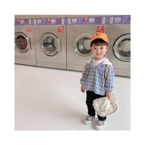 2020 Autumn New Baby Boys Shirt Fashion Korean Kids Boys Plaid Hooded Shirts Kids Casual Long Sleeve Shirt Jacket Baby Outwear