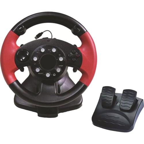Dual-Motor Feedback Driving Gaming Racing Wheel with Responsive Pedals for 3, 2 - Black