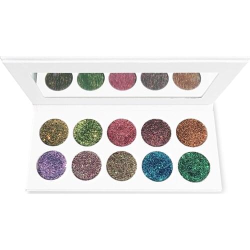 10 Piece Glitter Eyeshadow Power Palette Glitter Highlighter Shimmer Makeup Pigment Private Label