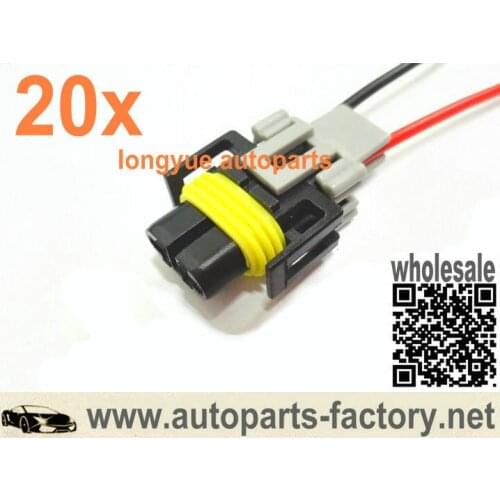 Longyue 20pcs H8 H11 Universal Fog and Cornering Lamp Socket/Speed Sensor Connector Pigtail 10cm wire