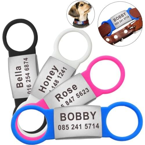 Slide-On Dog Tags Engraved Customized Dog ID Tags No Noise Pet Tag Name Plated for Small Medium Large Collars