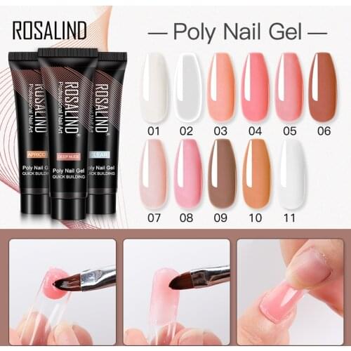 ROSALIND 15ml Poly for Gel Nail Extension Crystal Builder Nail Polish Semi Vernis Permanent UV LED Poly Vanish Gel Hybrid Polish