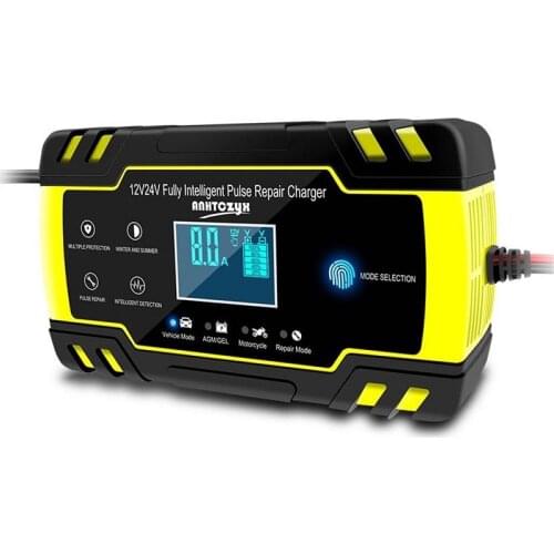 Full Automatic Battery-chargers 12V-24V Car Motorcycle Digital LCD Display Battery Chargers Power Puls Repair Chargers EU UK US