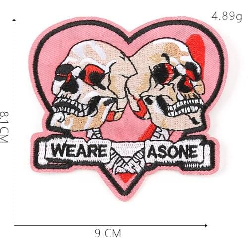 HORROR Punk Skull Pink Badge iron on patches of clothing accessories fabric stickers embroidery day of the dead Halloween