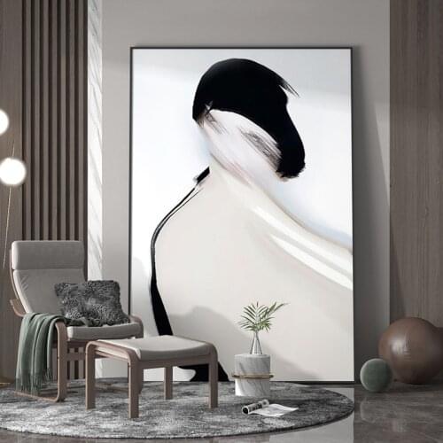Hand Painted Abstract Painting On Canvas Large Wall Art Modern Room Decor Minimalist Art Painting Black White Art Nordic Decor
