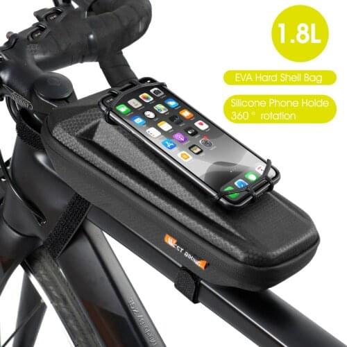 Rainproof Bicycle Bag Mobile Phone Front Bracket Frame Top Tube 360 Degree Rotating Bike Accessories Cycling