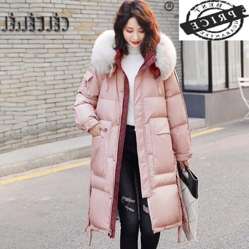 High Quality Womens Winter Down Jacket 20% White Duck Down Coat Female Hooded Parkas Woman Fox Fur Collar Abrigo Mujer