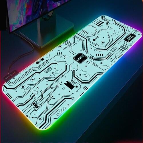 XGZ Printed Circuit Board Diagram Large Mouse Pad XXL Game Expansion RGB Laptop Keyboard Pad LED Game Desk with USB Socket