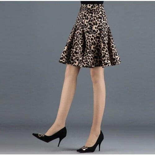 Vintage Leopard Print Zebra Pattern Skirt Women Autumn Winter High Waist Fashion Pleated Midi A-line Skirts Female 2021 Autumn