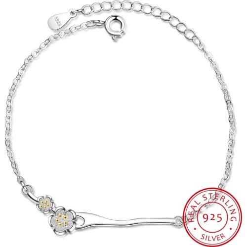 Wholesale 925 Sterling Silver Plum blossom branches Bracelet Flower Charm Femme Bracelets for Women Fine Jewelry