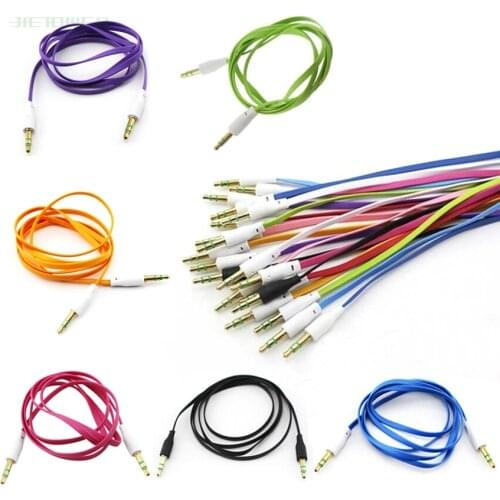 1m Digital Cables 3.5mm Colorful Flat Type for AUX Audio Cable Male To Male 100% Brand New and Super Practical 100pcs/lot