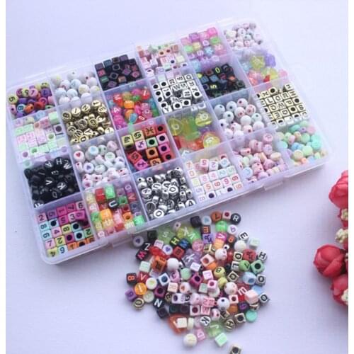 1200Pcs Multi Candy Colored Acrylic Alphabet Letter Beads Cube for Name Bracelets Necklaces DIY Crafts Jewelry Making