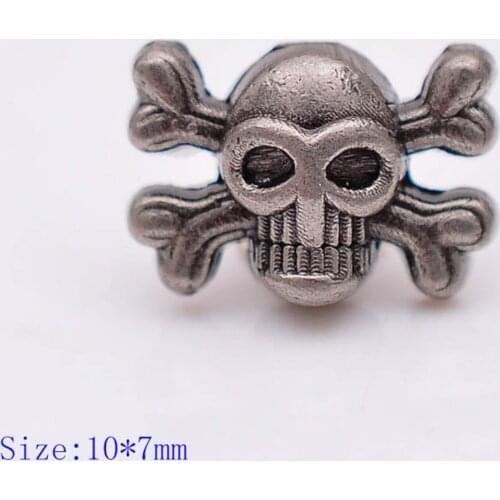 50X 10*7MM Antique Silver Punk Biker Crossbones Skull Metal Rivet Stud Spot Concho Button For Belt Boot Decor
