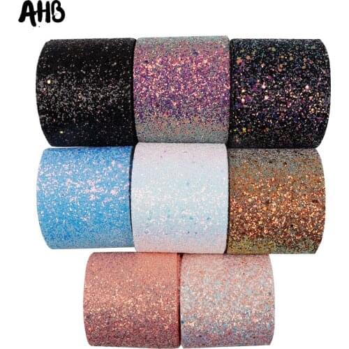 AHB Chunky Glitter Ribbon 75MM Shiny Soft Fabric Ribbon For Bows Gift Package Handmade Material DIY Bags Decor Accessories 1y