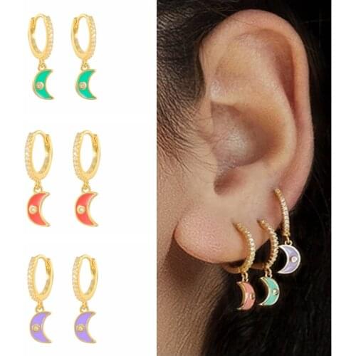 Aide 925 Sterling Silver Hoop Earrings For Women Zircon Moon Huggie Earring Jewelry Mothers Day Gifts Pendientes Brincos Joyero