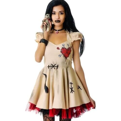 Free Shipping Wedding Ghost Bride Cosplay Voodoo Doll Costumes Halloween Costumes for Women Adult Anime Cosplay Girls Vampire