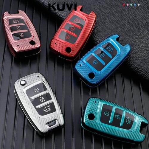Carbon Fiber TPU Key Case Cover Shell Fob For Hyundai Elantra Solaris i35 i40 Sonata Santa Fe Verna Tucson Genesis Accessories