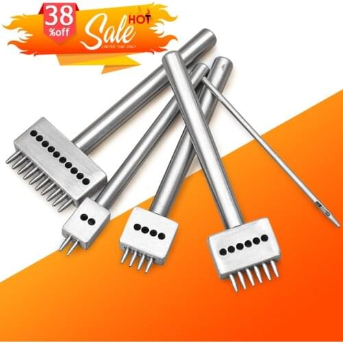 4mm Spacing leather hole punches DIY Hand Perforated Round Stitching Punch Tools Hole Cut Leather Punching Tool 1/2/4/6/10/ Hole