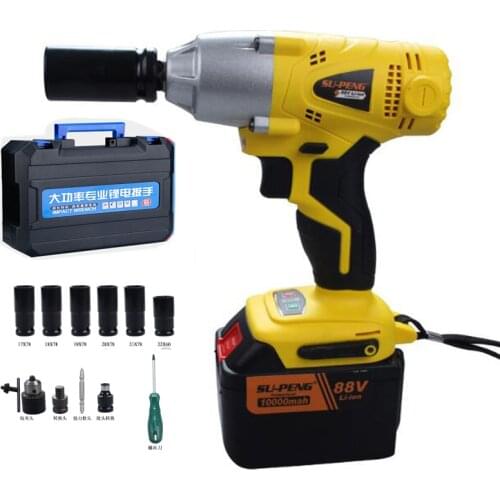 Electric Impact Wrench Powerful Wrench Scaffolding Lithium Electric Pneumatic Drill Tool Electric Tools 1/2' Li-Ion 88V 8000mA
