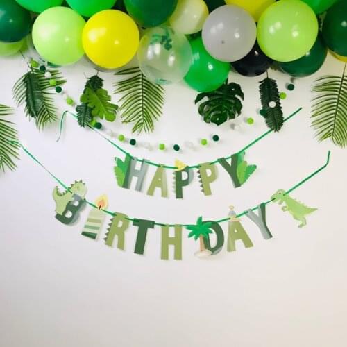 Dinosaur Garland Happy Birthday Party Decor Cartoon Dino Paper Banner Jungle Party Kids Birthday Dino Party Supplies