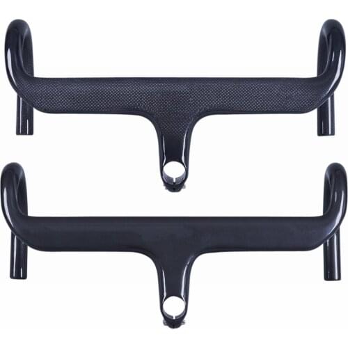 Glossy 3K/UD Carbon Fiber Bicycle Road Integrated Bent Bar For Road Bike Parts Handlebar 400/420/440mm Stem 90/100/110/120mm