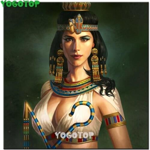 Top sale Full Square round Diamond Painting Cleopatra egypt queen 5D Diy Diamond Embroidery woman Mosaic Rhinestone Gift,YY5240