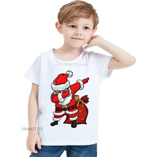2018 Summer Girls & Boys Funny T shirts Children Dabbing Santa Pattern T-shirt Baby Kids Merry Christmas Cartoon Clothes,HKP5112