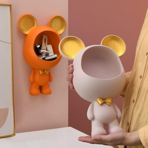 Cute bear enters the corridor wall hanging wall decoration storage key storage box wall decoration hanging rack
