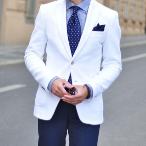 New Tailor Made Fashion Luxury White Men Suits Slim Fit Tuxedo Groomsmen For Wedding Dress Dinner Party Suits (Jacket + Pants)