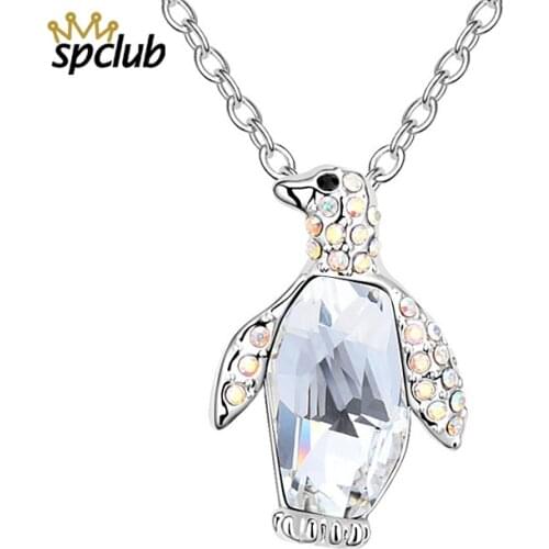 New Cute Crystals From Swarovski Penguin Pendant Necklaces For Women Love Animal Necklace Choker Ketting Jewelry Gifts