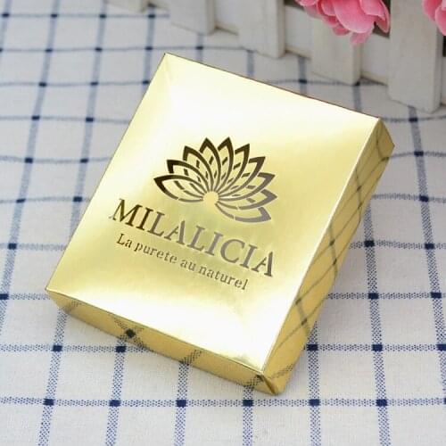 Custom logo laser cut gift box gold metallic wedding giveaways box small gift box