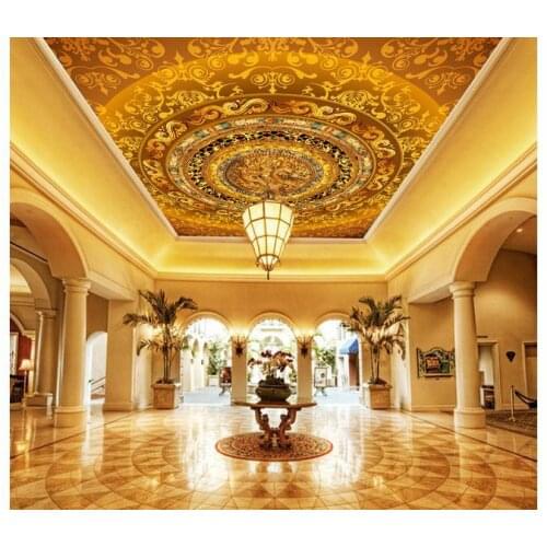 Custom photo wallpapers 3d ceiling murals European noble luxurious adornment ceiling mural zenith painting wall paper home decor