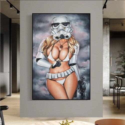 Pop Style Alternative Spoof Sexy Beauty Poster Print Star Wars Jedi Warrior Canvas Art Paintings Bar Wall Art Picture Home Decor