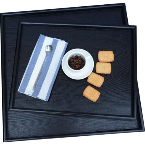 Solid Wood Serving Trays Black Rectangle High-grade Wooden Pallets Storage Plate for Home/Hotel Tableware Japan Style Food Sweet